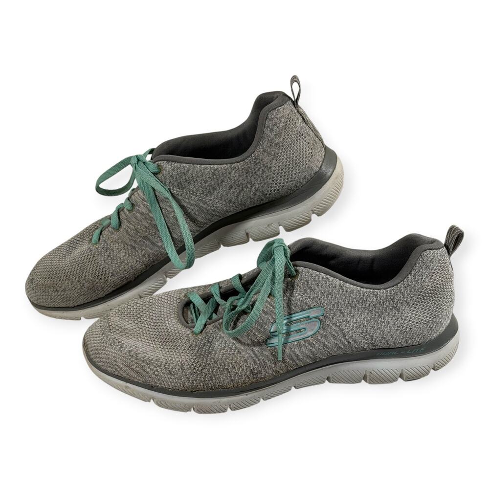 Skechers Skech-Knit Flex Appeal Casual Sneakers, White/Gray/Blue, Women's 11